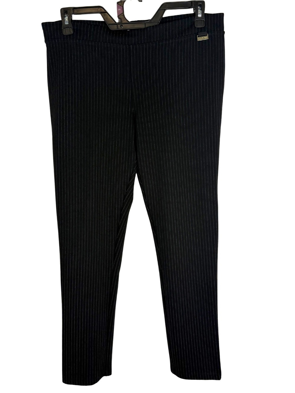 Calvin Klein Black Pinstripe Pull-On Pants Size Large